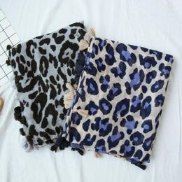 Scarves 2023 Est Beautiful Leopard Pattern Tassel Shawls And Long Cotton Wrap Hijab Muffler Scarf