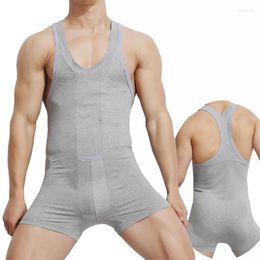 Undershirts Mens Underwear Sexy Cotton Leotard One-Piece Bodysuits Sports Jumpsuit Male Seamless Beachwear Wrestling Singlet