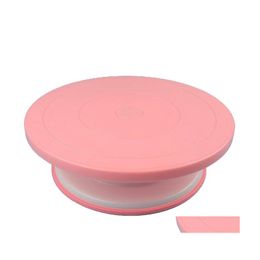 Baking Pastry Tools Plastic Rotating Plate Cake Builtin Bearing Revoing Spinning Round Stand Cupcake Rotary Table Turntable Drop D Dhqfs