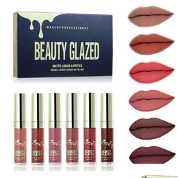 Lip Gloss Beauty Glazed Matte Liquid Lipstick Set Natural Waterproof Longlasting Makeup Lipgloss Drop Delivery Health Lips Dhz0T