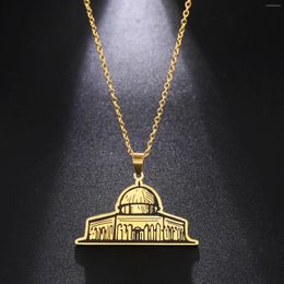 Pendant Necklaces Cazador Vintage Islamic Architecture Women's Necklace Stainless Steel Jewellery Choker Chain Birthday Valentine Gift