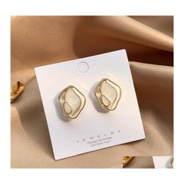 Stud Geometric Irregar White Shell Earrings For Women Personality Wild Elegant Female Drop Delivery Jewelry Othuk