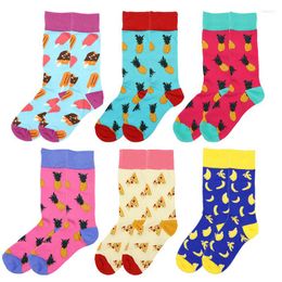 Men's Socks Peonfly Men Cartoon Sock Anime Funny Happy Personality Fruit Crew S Men's Sox Hip Hop Street Fashion Skarpety Long