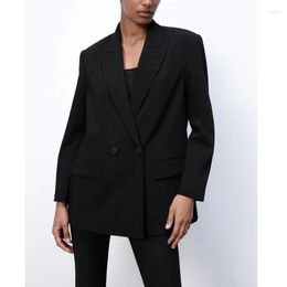 Women's Suits Women Double Breasted Blazer Office Lady Loose Classic Coat Suit Jacket Female Long Sleeve Chic Outwear Outfits Veste Femme