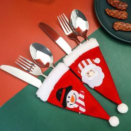 Dinnerware Sets Christmas Tableware Set Knife Fork Spoon With Bag Cartoon Faceless Doll Old Man Snowman Table Creative Decoration