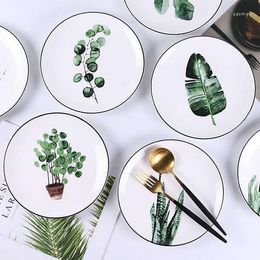Plates Green Plants Dinner Ceramic Tableware Dishes And Sets Dinnerware Housewares Kitchen Fruit Plate