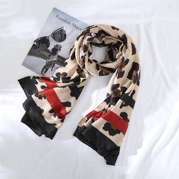 Scarves 2023 Cotton Leopard Print Shawls Women Fashion Trendy Stripe Wrap Hijab Muffler