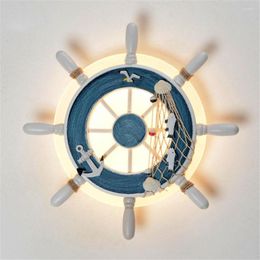 Wall Lamp Thrisdar Creative Helmsman LED Lamps Mediterranean Bedroom Bedside Light Children Baby Kids Cartoon