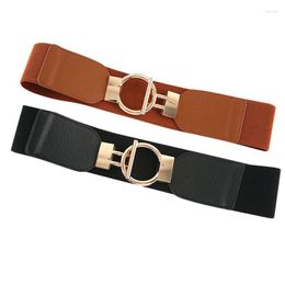 Belts Fashion Metal Round Buckle Belt For Women Wide Elastic Stretch Cummerbunds Ladies Party Dress Corset Waistband Clothes Accessory