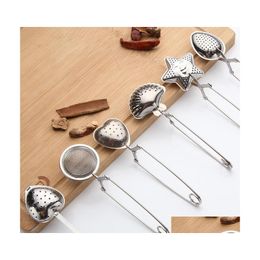 Coffee Tea Tools 6 Style Star Shape Infuser Ovalshaped Stainless Steel Teas Strainerinfuser Spoon Filter Teatools Lls519Wll Drop D Dhizv