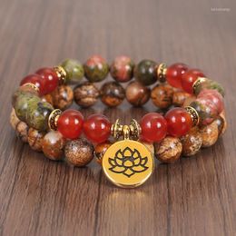 Charm Bracelets Handmade Crystal Bracelet Women With Lotus Wrist Mala Healing Sets For Men Medetation Yoga Stone Beads