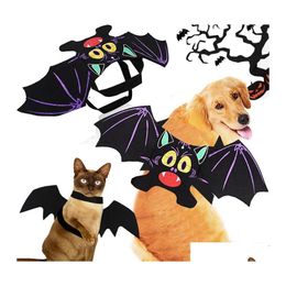 Cat Costumes Cartoon Bat Halloween Pet Dog Vampire Black Cute Fancy Dress Up Costume Drop Delivery Home Garden Supplies Dhcl8