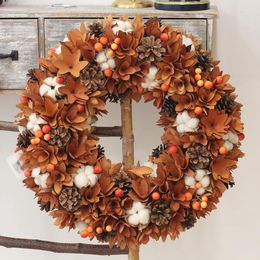 Decorative Flowers Harvest Decor Farmhouse Wreath Nature Cotton Wood Rustic Fall Decoration Hanging Front Door Thanksgiving