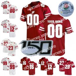 American College Football Wear American College Football Wear Custom NCAA College Wisconsin Badgers Football Jersey 16 Myles Burkett 34 Jackson Acker 4 Markus Alle