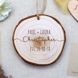 Party Decoration 2pcs Personalised Wedding Favour Ornaments Simple Wood Tags Engraved Birthday MParty