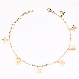 Anklets Gold Silver Colour Round Tassel Simple Butterfly Pendant Female Beach Barefoot Anklet Crochet Bracelet Leg Foot Chain