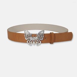 Belts 2023 Winter For Women Luxury Rhinestones Hollow Out Butterfly Buckle