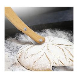 Baking Pastry Tools Bread Lame Knife With 5 Pieces Replaceable Blades Wooden Handle Slashing Tool Plastic Protective Er For Making Dhn2A