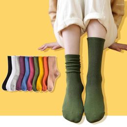 Women Socks Woman Cotton Elegant Solid Color Black White Orange Yellow Blue Casual Harajuku Crew Style Beautiful Packing Gift 1 Pack