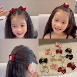 New Small Crown Butterfly Bow Ribbon Solid Color Clip Hairpin Barrettes for Girl Accessories Headwear Hair Claw 1307