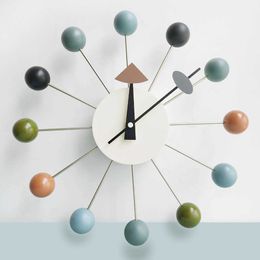 S Nordic Nelson Ball Simple Mute Mute Candy Living Dining Room Creative Art Personality Fashion Wall Clock 0110