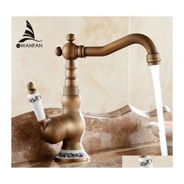 Bathroom Sink Faucets Basin Antique Brass Deck Mounted Faucet Single Handle Swivel Spout Cold Water Mixer Tap Al9212F1 Drop Delivery Dhnxz