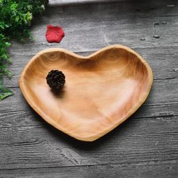 Plates Fruit Plate Eco-friendly Storage Wood Wooden Heart Shape Serving Tray Dining Bowl Snack Dishes Tableware For Home