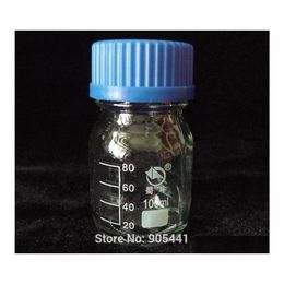 Storage Bottles Jars Wholesale 100Ml Glass Reagent Bottle Screw Cap Clavable Graduation 80Ml Heavy Wall Drop Delivery Home Garden Dhft8