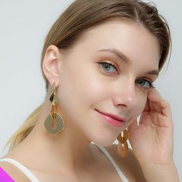 Stud Earrings Wholesale 10 3-layer Hollow Drop-shaped Sequin Alloy Girl Lady Fashion Jewelry Gift 2 Colors 2023