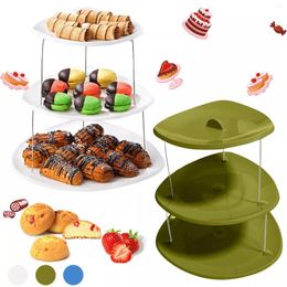 Plates IN 3 Tier Plastic Cake Stand Afternoon Tea Wedding Party Tableware Tray Display Rack Decorating Tools