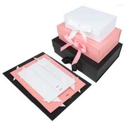 Gift Wrap 1Pc Box With Ribbon Event Party Christmas Supplies Folding Handmade Candy Chocolate Carboard Present Years