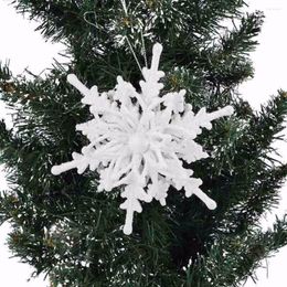Christmas Decorations 10Pcs 12cm Big Pendant 3D Snowflake White Plastic Glitter Xmas Tree Hanging Ornaments Home Decor