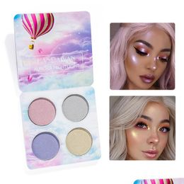 Bronzers Highlighters Handaiyan 4 Color Face Highlighter Make Up Palette Shimmer Powder Northern Lights Symphony Makeup Eyeshadow Dhec9