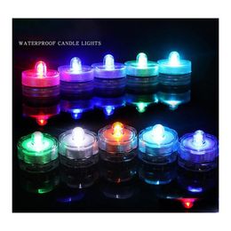 Party Decoration Led Tea Light Festival Decor Waterproof Floral Round Mti Colours Submersible Lights Colorf Battery Operated Candle L Dhjad