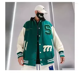 Men's Jackets 2023 Spring And Autumn Hip-Hop Patchwork Emrboid Men's Letterman Baseball Bomber Jacket Uninsex Couple Stadium Coat Stree