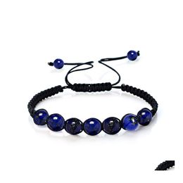 Charm Bracelets 8Mm Beaded Bracelet Natural Stones Adjustable Woven Rope Chain Yoga Lovers Casual Jewellery Drop Delivery Otqpt