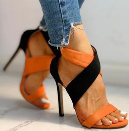 Sapatos de vestido saltos altos bombas de mulher fino verão mulheres sexy calcanhar zíper peep dedo sandálias do escritório feminino 2023