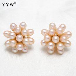 Stud Earrings 1pair Freshwater Pearl For Women 2023 Fashion Jeweley Pink White Black Rice Party Gift 24x14mm