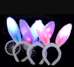 Easter LED Light Flashing Fluffy Rabbit Ears Party Favour Headband Sequins Headdress Bunny Ears Costume accessory Cosplay Wholesale EE