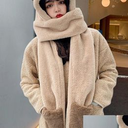 Ear Muffs Hats In Bear Shape With Ears Fuzzy Hand Protection For Winter Warm Kee Wind 221107 Drop Delivery Fashion Accessories Scarv Dhmch