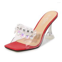Sandals Mclubgirl Wine Glass With Rhinestone Strap High Heels Square Toe Fashion Stiletto Women Open Crystal Shoes LFD