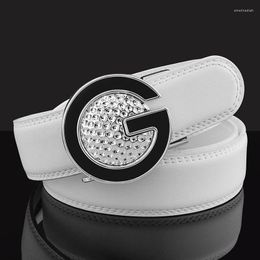 Gürtel männliche Gürtel Gene Leder Business Work Fashion Casual Golf Weiß Luxusdesigner Marke Automatische Schnuckle Soft ZD2210