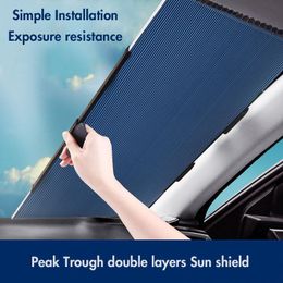 Car Sunshade Automatic Retractable Double-Layer Sun Protection Insulation Front Windscreen Honeycomb