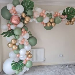 Other Decorative Stickers 119Pcs Avocado Green Balloons Garland Arch Kit Retro Pearl Rose Gold Latex Globos Birthday Christmas Wedding Party Decors 230110