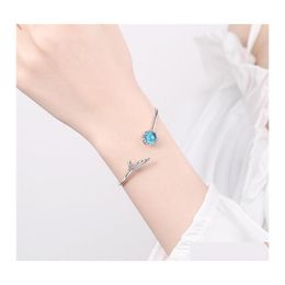 Charm Bracelets Tb104 Tail Fish Female Super Fairy Student Mermaid Tears Forest Cold Wind Blue Artificial Crystal Bracelet 1302 Q2 D Ot5Hl