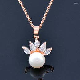 Necklaces Leeker White Gray Round Ball Pearl Steel Necklace for Women Rose Gold Silver Color Accessories