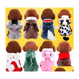 Dog Apparel Fleece Animal Holloween Costume Clothes Soft Cat Jumpsuit Pet Hoodies Outfit For Small Dogs Pug Puppy Coat Accessories D Dhx25