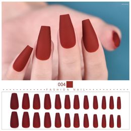 False Nails 24Pcs Matte Long Coffin Nail Tips Full Cover Artificial Fingernails Wearable Press On With Glue Manicure