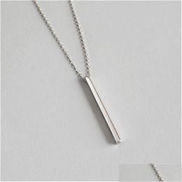 Silver Authentic 925 Sterling Sier Bar Pendant Choker Necklaces New Chic Geometric Necklace Fine Jewelry For Women Collares Drop Deli Dhtlu