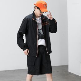 Men's Tracksuits Casual Summer Thin Suit Jogger Jacket Skin Clothing Sports Shorts Men's Patchwork Design